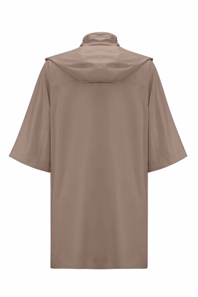 T25PF-8204 Astarı Desenli Kumaş Yağmurluk MİNK - 2