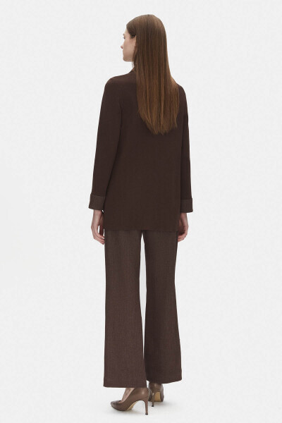 T25PF-8205 Denim Detaylı Triko Ceket 1084-CACAO - MISS DALIDA (1)