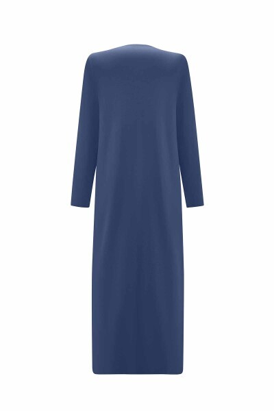 T25PF-9000 Kruvaze Düğmeli Uzun Hırka 1361-INDIGO - 2