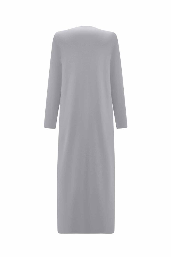 T25PF-9000 Kruvaze Düğmeli Uzun Hırka 1381-DARK GREY - 2