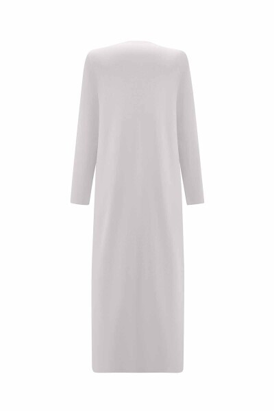 T25PF-9000 Kruvaze Düğmeli Uzun Hırka 1398-LIGHT GREY - 2