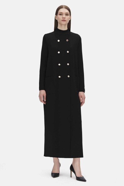 Double Breasted Buttoned Long Cardigan - 1