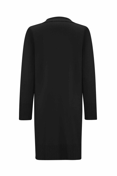 Touch Me Gömlek Yaka Triko Siyah Hırka - 2