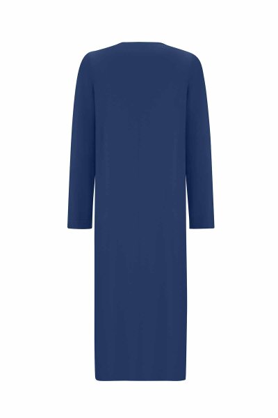 Düz Renk Uzun Triko Indigo Hırka - 2