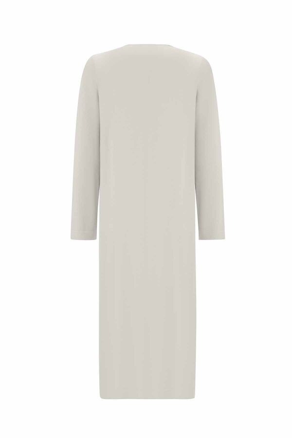 Düz Renk Uzun Triko Smoke Hırka - 2