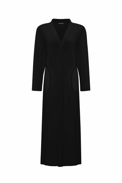 Touch Me Asimetrik Cepli Uzun Triko Siyah Hırka - 1