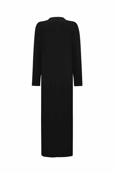 Touch Me Asimetrik Cepli Uzun Triko Siyah Hırka - 2