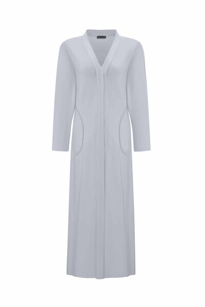 Touch Me Asimetrik Cepli Uzun Triko Gri Hırka - 1