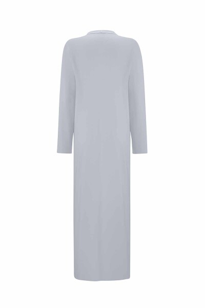 Touch Me Asimetrik Cepli Uzun Triko Gri Hırka - 2