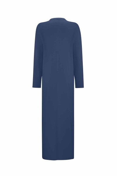 Touch Me Asimetrik Cepli Uzun Triko Lacivert Hırka - 2