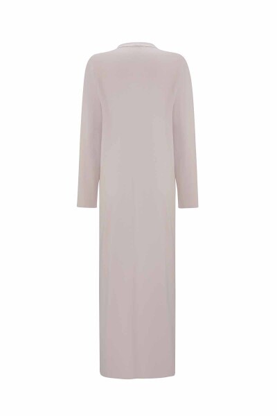 Touch Me Asimetrik Cepli Uzun Triko Pudra Hırka - 2