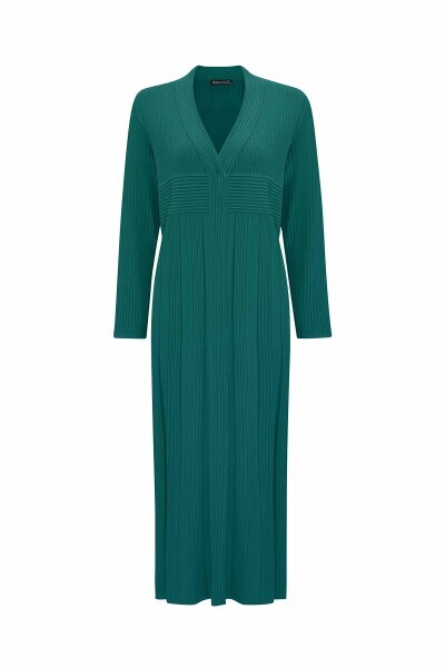 T25PF-9005 Fitilli Uzun Triko Hırka 1056-GREEN - 1