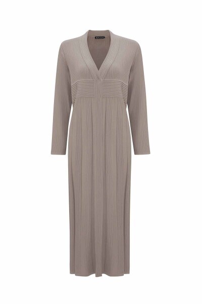 T25PF-9005 Fitilli Uzun Triko Hırka 1155-MINK - MISS DALIDA