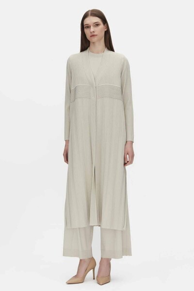Long Ribbed Knitted Cardigan - 1