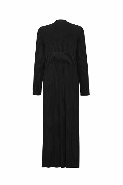 T25PF-9005 Fitilli Uzun Triko Hırka BLACK - MISS DALIDA (1)