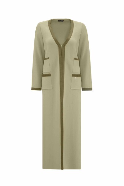 T25PF-9008 Dört Cepli Triko Hırka 1278-OLIVE - 1