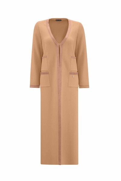 T25PF-9008 Dört Cepli Triko Hırka 1503-CAMEL 