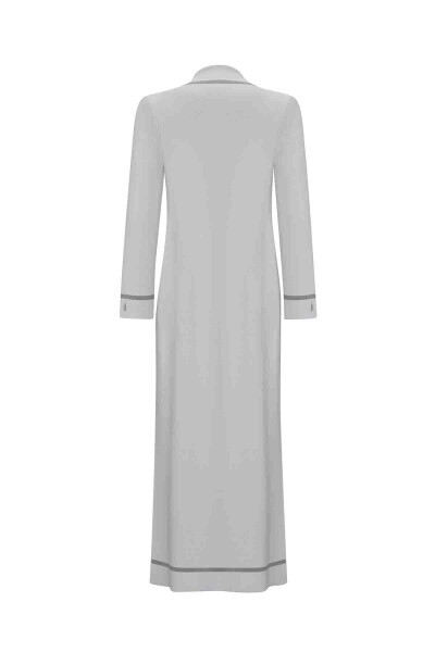 Erkek Yaka Uzun Triko Gri Hırka - 2