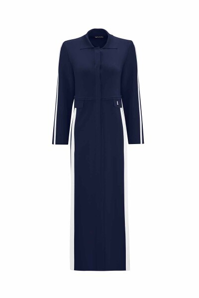 T25PF-9010 Yırtmaç Detaylı Uzun Triko Hırka BT9-NAVY BLUE - MISS DALIDA