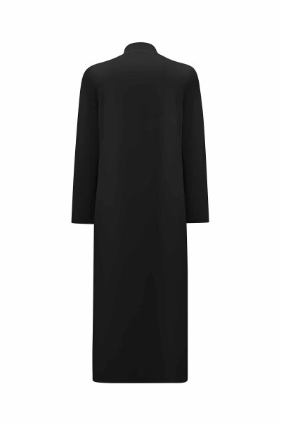 T25PF-9011 Dik Yaka Uzun Triko Hırka BLACK - 2