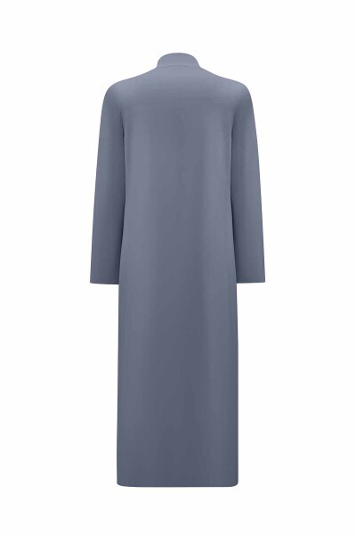 T25PF-9011 Dik Yaka Uzun Triko Hırka BT9-NAVY BLUE - 2
