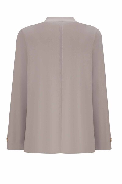 Düz Renk Kısa Triko Vizon Hırka - 2