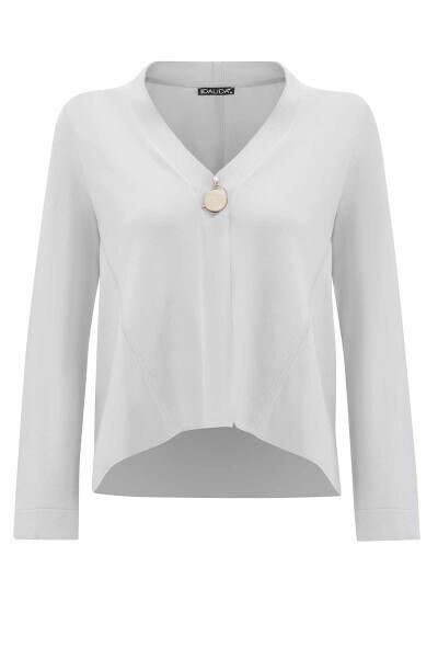 T25PF-9200 Düz Renk Kısa Triko Hırka 1398-LIGHT GREY 