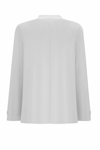 T25PF-9200 Düz Renk Kısa Triko Hırka 1398-LIGHT GREY - 2