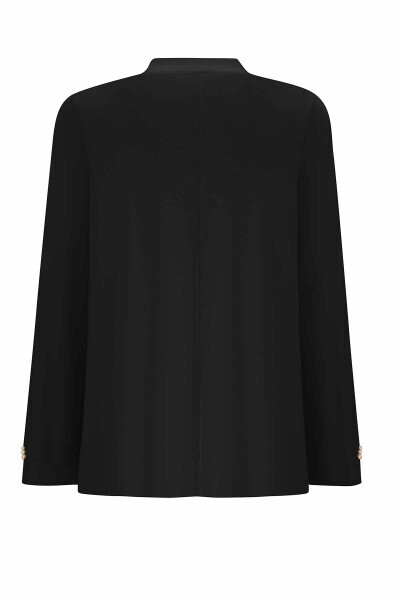 T25PF-9200 Düz Renk Kısa Triko Hırka BLACK - 2