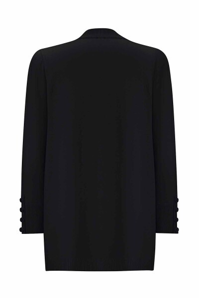 T25PF-9201 Touch Me Düz Renk Triko Hırka BLACK - 2