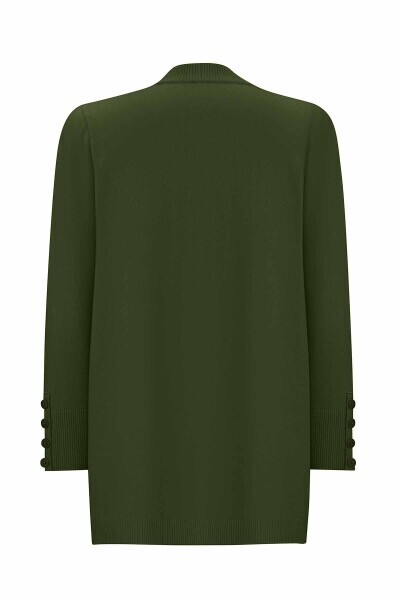 T25PF-9201 Touch Me Düz Renk Triko Hırka GREEN - 2