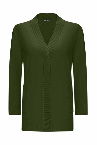 T25PF-9201 Touch Me Düz Renk Triko Hırka GREEN 