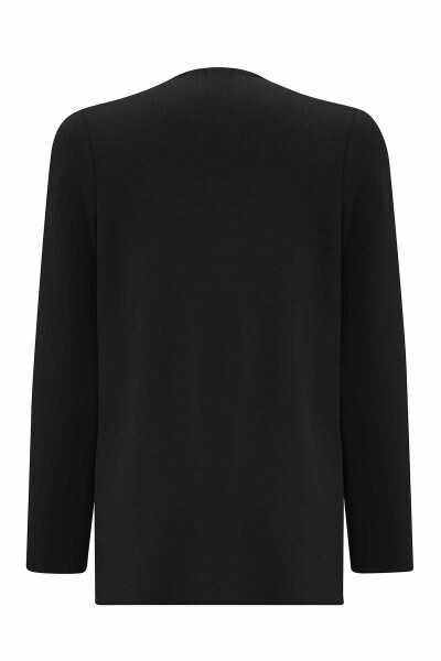 T25PF-9203 Kruvaze Düğmeli Kısa Hırka BLACK - 2
