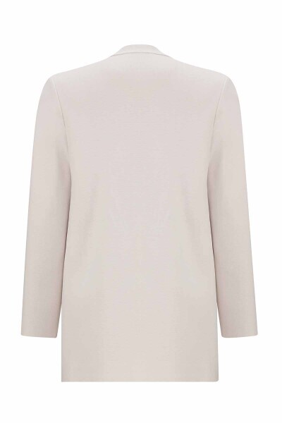 Aksesuar Detaylı Düz Renk Taş Rengi Hırka - 2