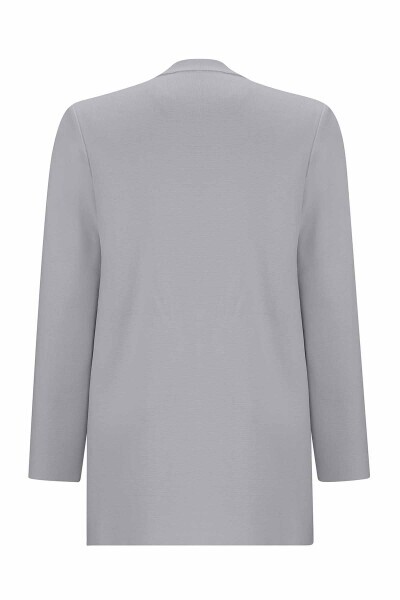 T25PF-9204 Aksesuar Detaylı Düz Renk Hırka 1381-GREY - 2