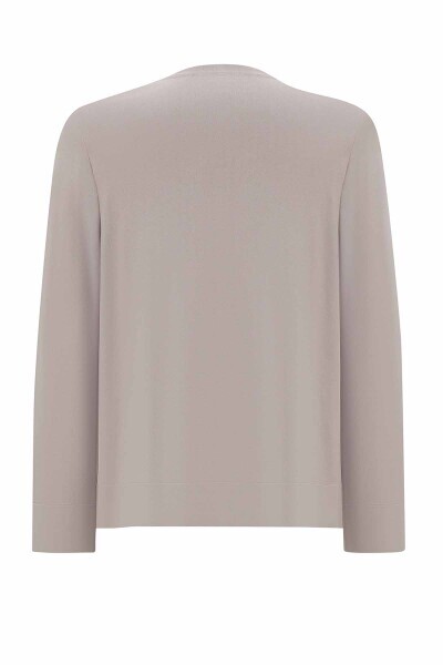 T25PF-9205 Düz Renk Düğmeli Hırka 1155-MINK - 2