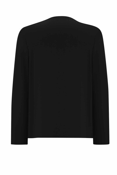 T25PF-9205 Düz Renk Düğmeli Hırka BLACK - 2