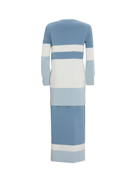 Kruvaze Yaka Ceket Elbise Mavi Takım - 2