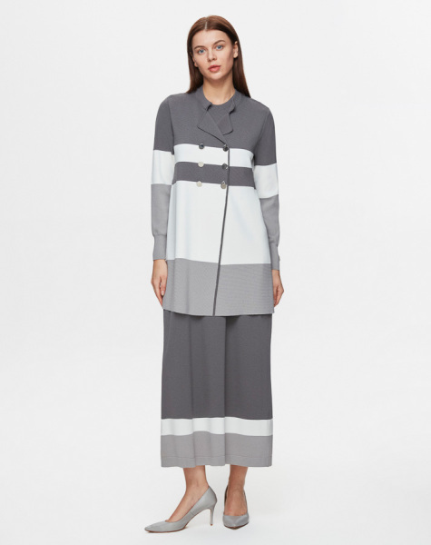 T25Y-0001 Kruvaze Yaka Ceket Elbise Takım 1318-ANTHRACITE - 2