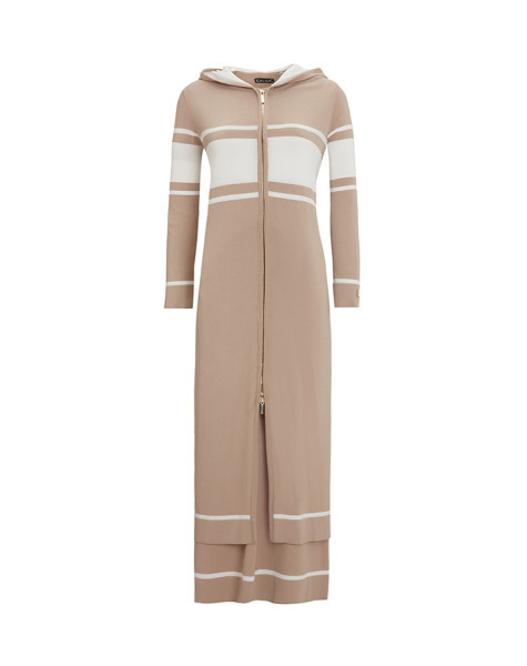 Fermuarlı Hırka Elbise Taş Rengi Takım 