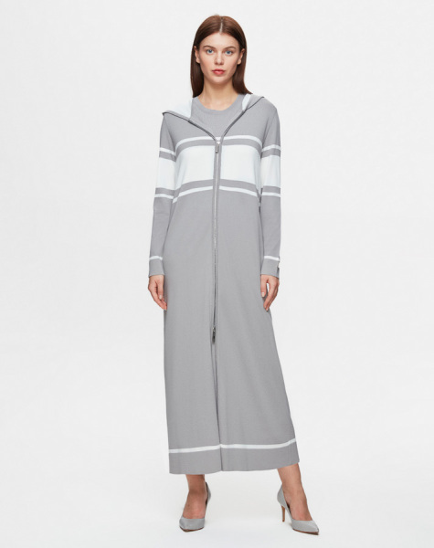 Fermuarlı Hırka Elbise Gri Takım - MISS DALIDA