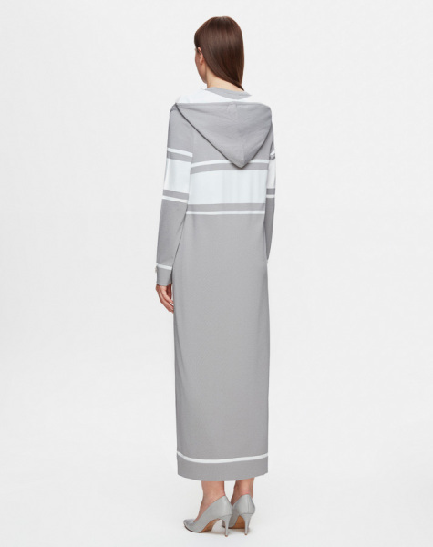 Fermuarlı Hırka Elbise Gri Takım - 3