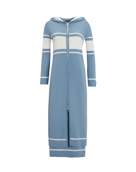 Fermuarlı Hırka Elbise Mavi Takım - 1