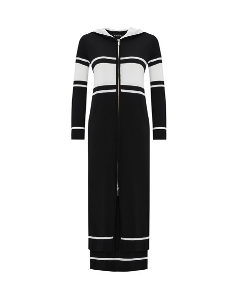 Fermuarlı Hırka Elbise Siyah Takım - 1