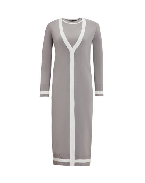 Renk Şeritli Klasik Hırka Tunik Gri Takım - 1