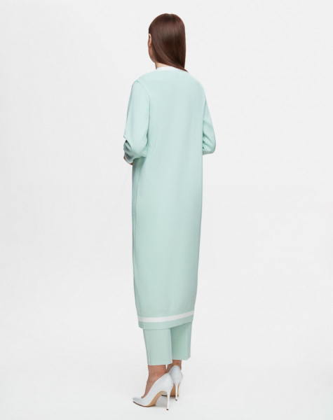 Renk Şeritli Klasik Hırka Tunik Açık Yeşil Takım - 3