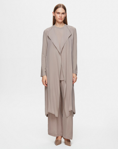 T25Y-0006 Şal Yaka Cupro Triko Hırka-Tunik Takım ANTHRACITE - MISS DALIDA