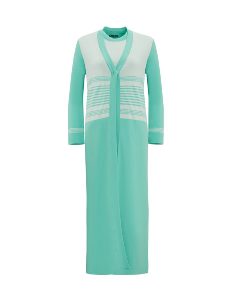 İnce Çizgili Hırka Takım Yeşil Elbise 