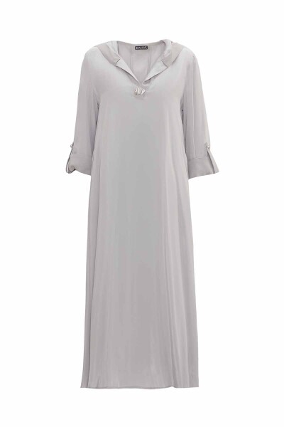 Kapişon Detaylı Cupro Gri Takım - 1