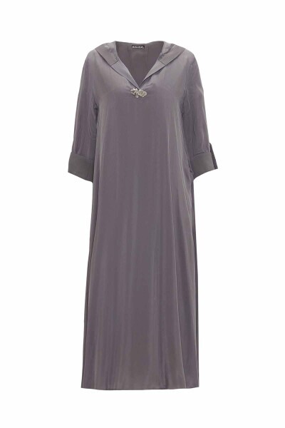 Kapişon Detaylı Cupro Antrasit Takım - 1